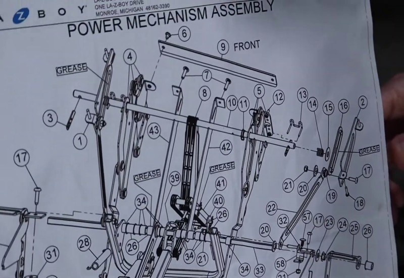 Mechanism to disassemble reclining sofa